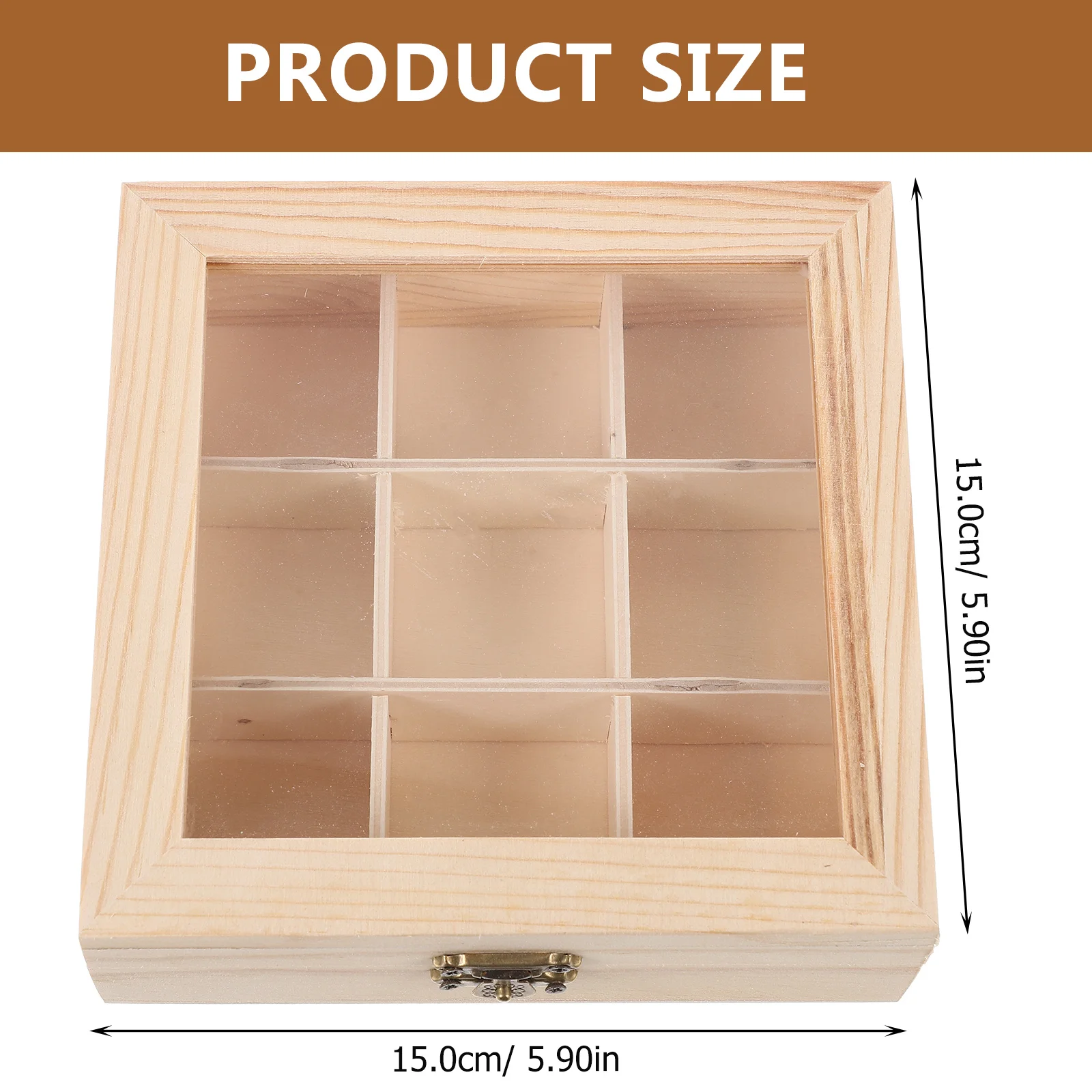 Tea Bag Countertop Holder Sugar Packet Coffee Organizer 9-Compartment Tea Storage Boxes Wood Drawer With Window Coffee Box For