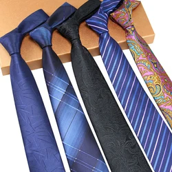 Corbata de Jacquard de poliéster a cuadros, corbata de negocios Formal a la moda, 7cm