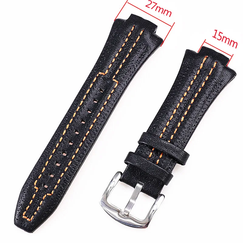 15x27mm Leather Watch Strap Compatible Con Seiko Sportura SNL029P2 -SNL021P1 - SNL595P2 - SNL017P1 Men's Watchband Bracelet Belt