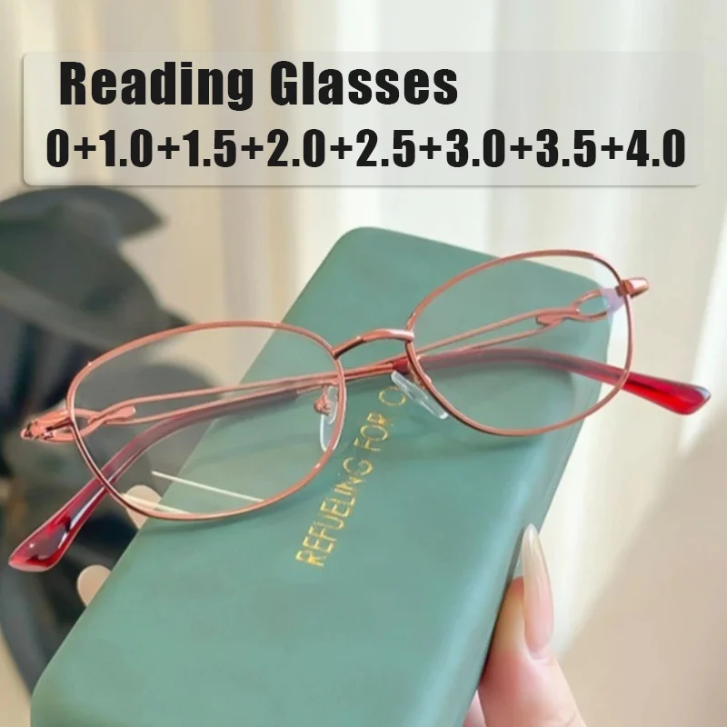 

Luxury Brand Designer Oval Presbyopia Glasses for Women Stylish Small-Frame Metal High-Quality Anti Blue Light Reading Glasses