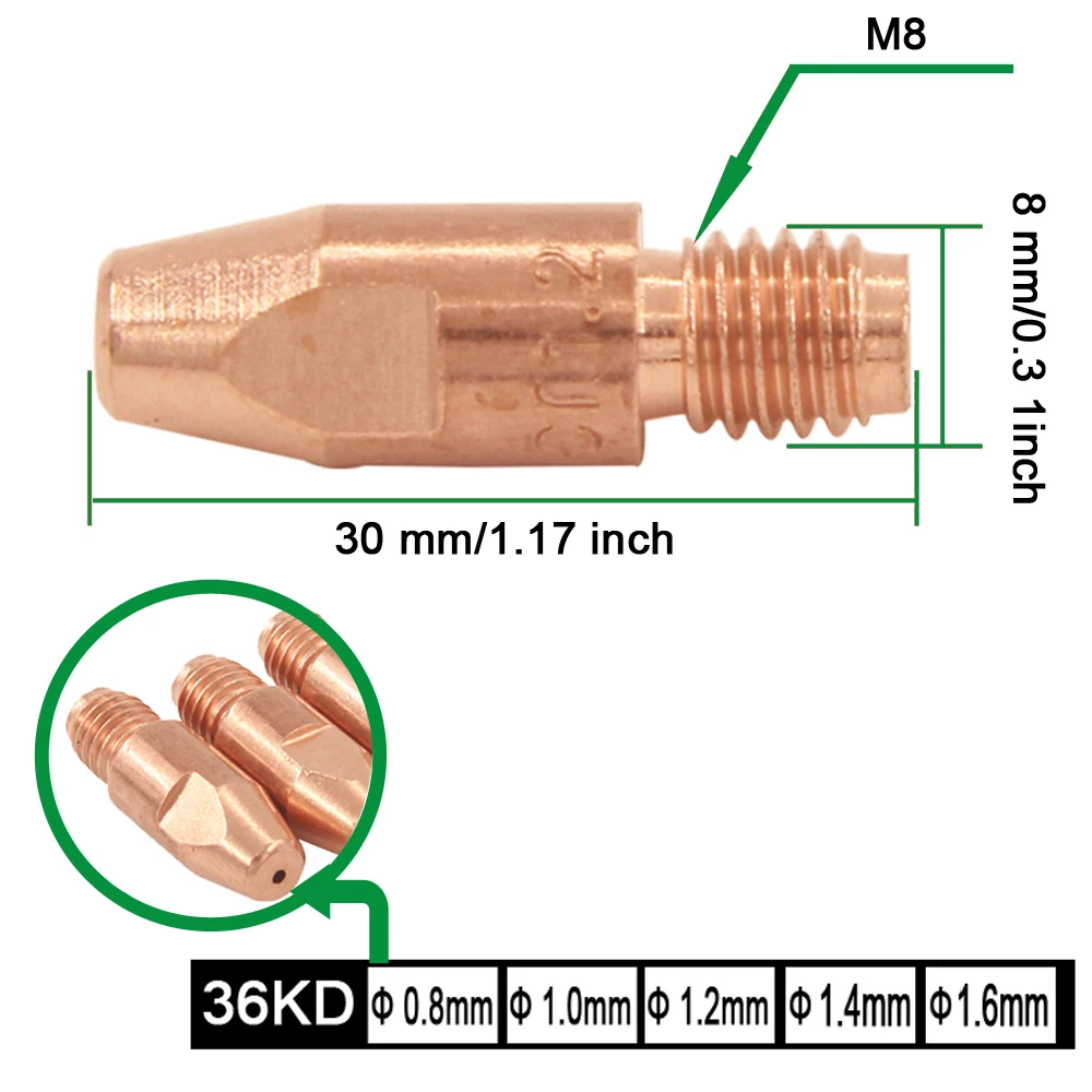 Imagem -03 - Pontas de Tocha de Soldagem 36kd Consumíveis de Pistola de Soldador Pontas de Bico de Gás Suporte Difusor de Gás para Tocha Mig Estilo ue