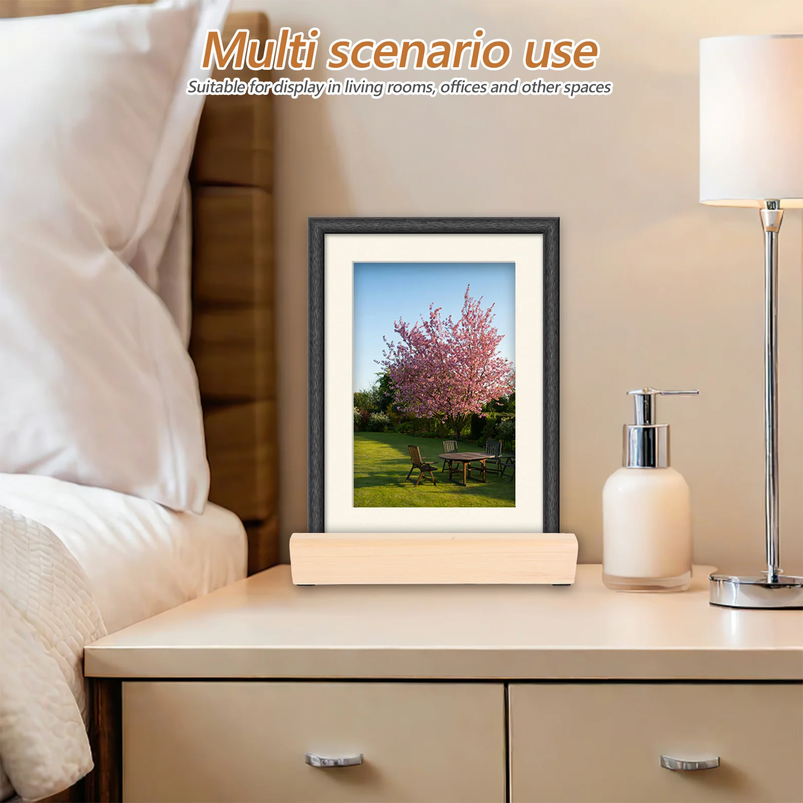 

Solid Wood Floor Base Non-Slip Paintings Movable Wall Leaning Display Mirror Base for Living Room Office