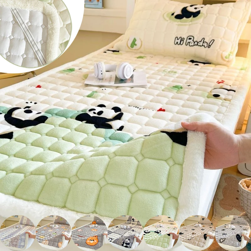 

Milk Velvet Quilted Mattress Winter Thick and Warm Single Double Bed Foldable AndWashable Dormitory Tatami Mattress Soft Cushion