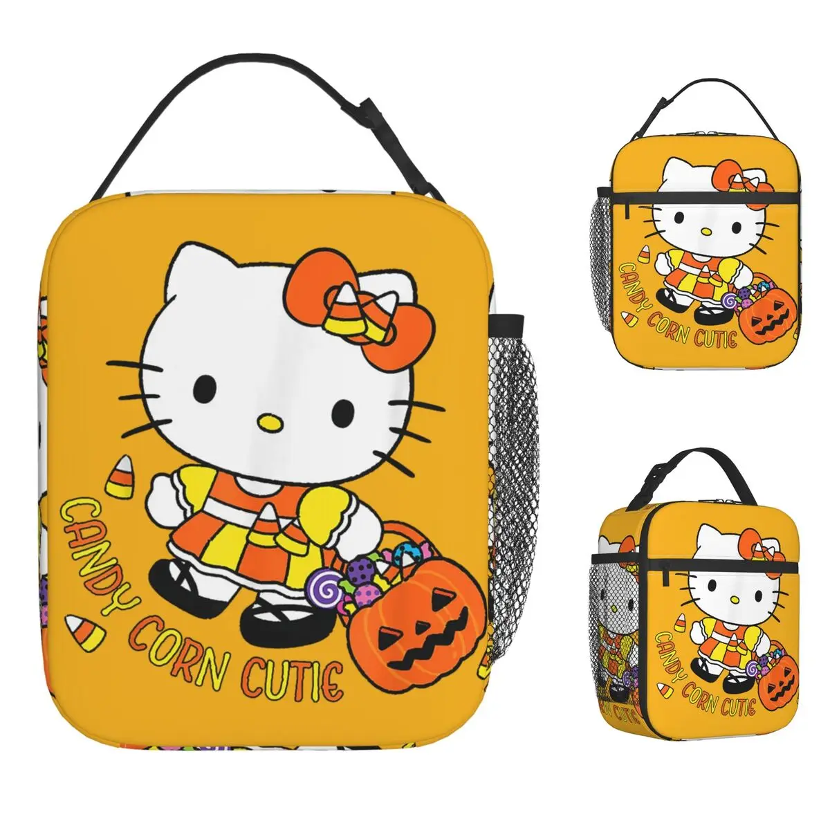 

Hello Kitty Candy Corn Cutie Хэллоуин Изолированные сумки для обеда Сумка-холодильник Контейнер для еды Большой ланч-бокс Tote Bento Pouch
