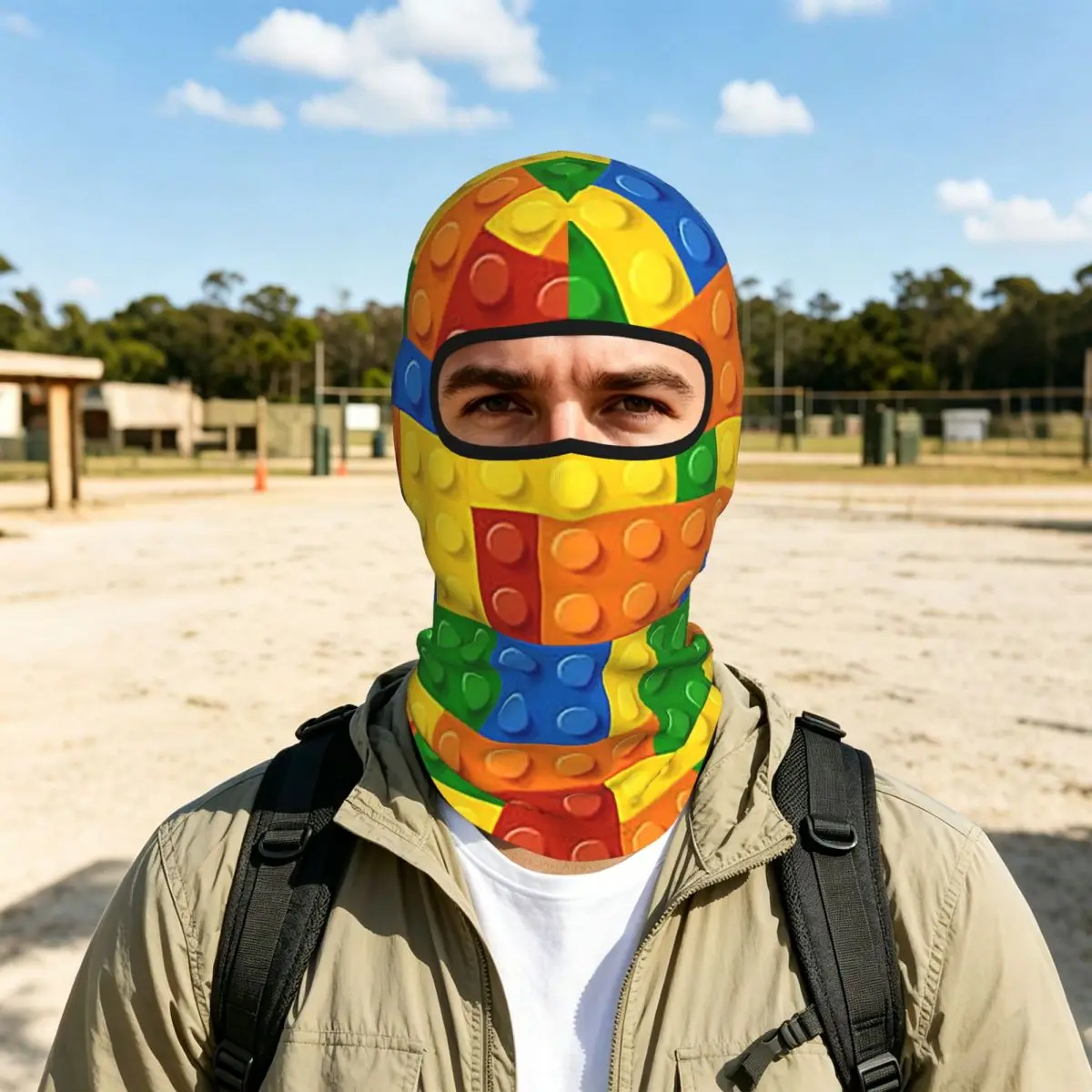 Building Blocks Construction Brick Breathable Balaclava Full Face Mask Sun Protection Neck Gaiter For Motorcycle Cycling Fishing