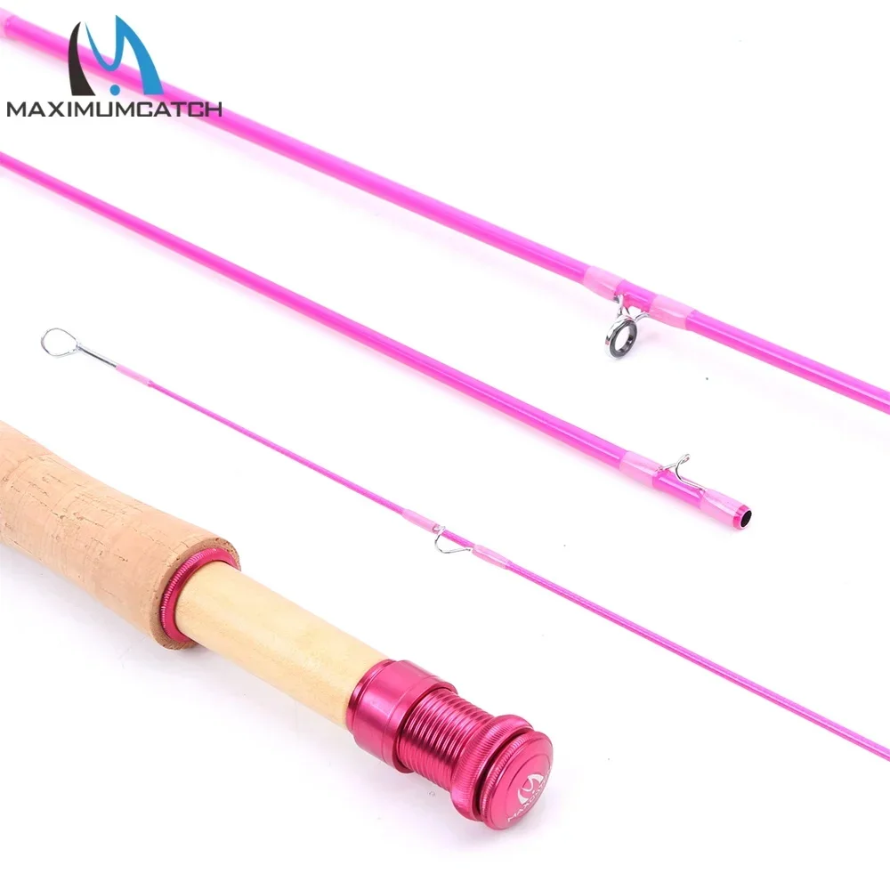 Maxcatch Ladies Fly Fishing Rod Pink 6.5FT 9FT 2WT 5WT Medium Fast Action Carbon Fiber Lightweight Fly Rod with Tube Case