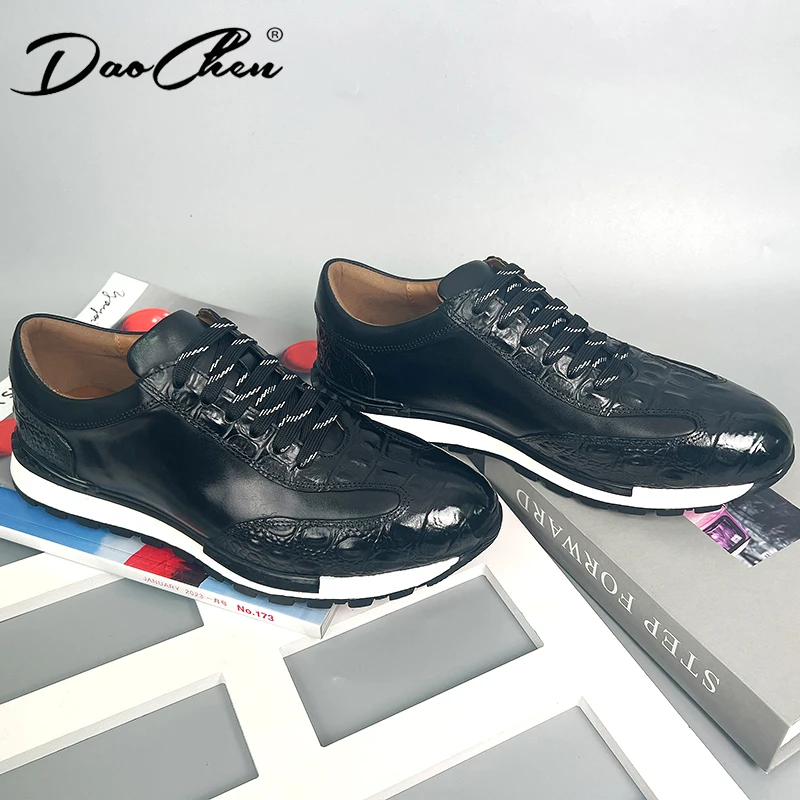 LUXURY BRAND MEN'S CASUAL LEATHER SHOES BLACK BROWN BLUE MEN SNEAKERS CASUAL MAN DRESS LACE UP SPORT LIGHT SHOES FOR MEN