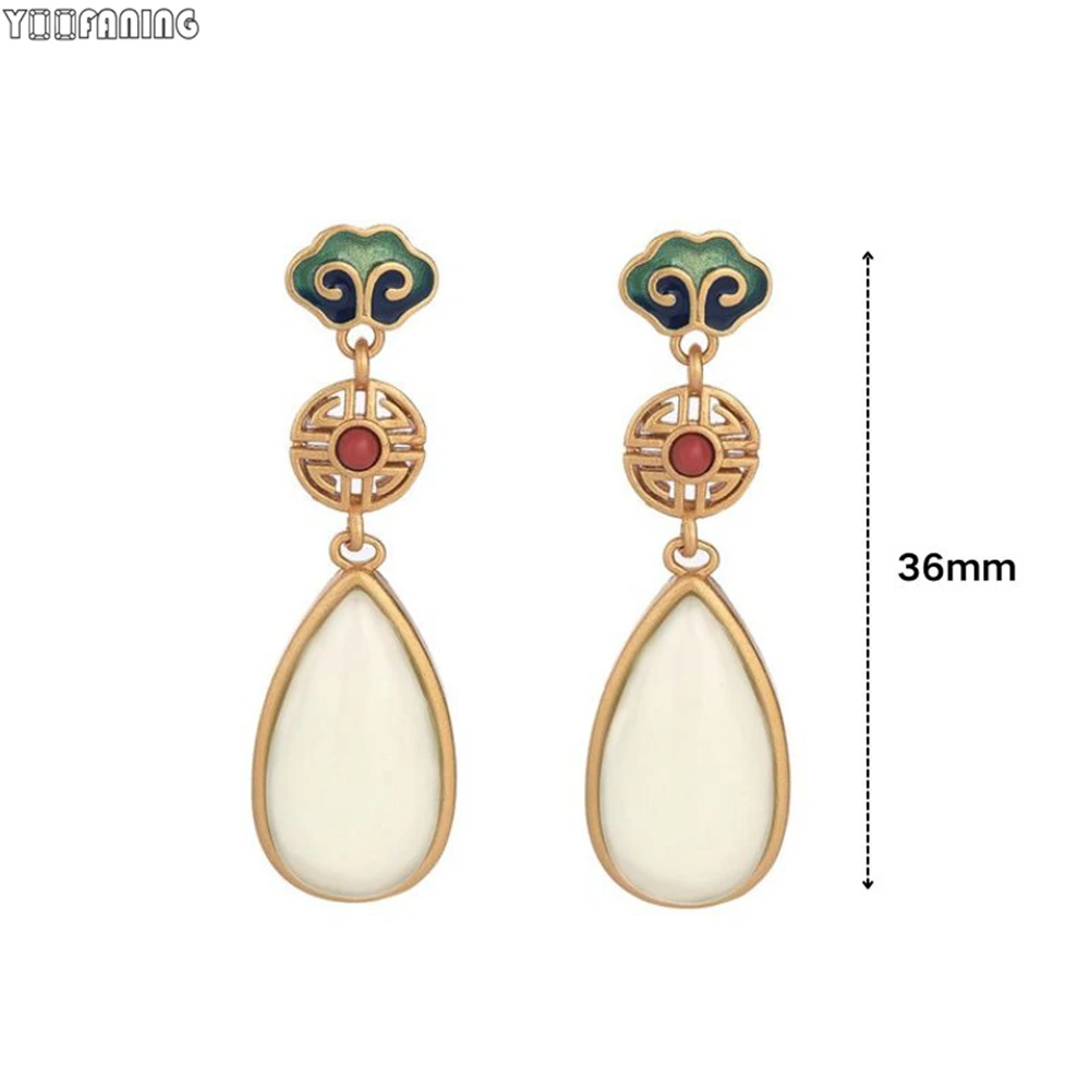 925 Sterling Silver Ear Needle Chinese Style Earrings Painted Enamel  Ruby Retro Auspicious Cloud Earrings Earrings for Women