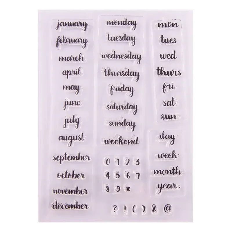 Month Date 2025 Clear Stamp Transparent Silicone DIY Stamp Seal Sheet for Scrapbooking Making Album Photo Handmade Decoration