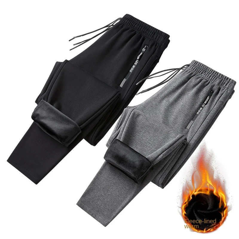 Winter 2022 Men\'s Warm Casual Pants Plus Fleece Men\'s Windproof Plus Size Tracksuit Men\'s Thick High Quality Jogging Pants 8Xl