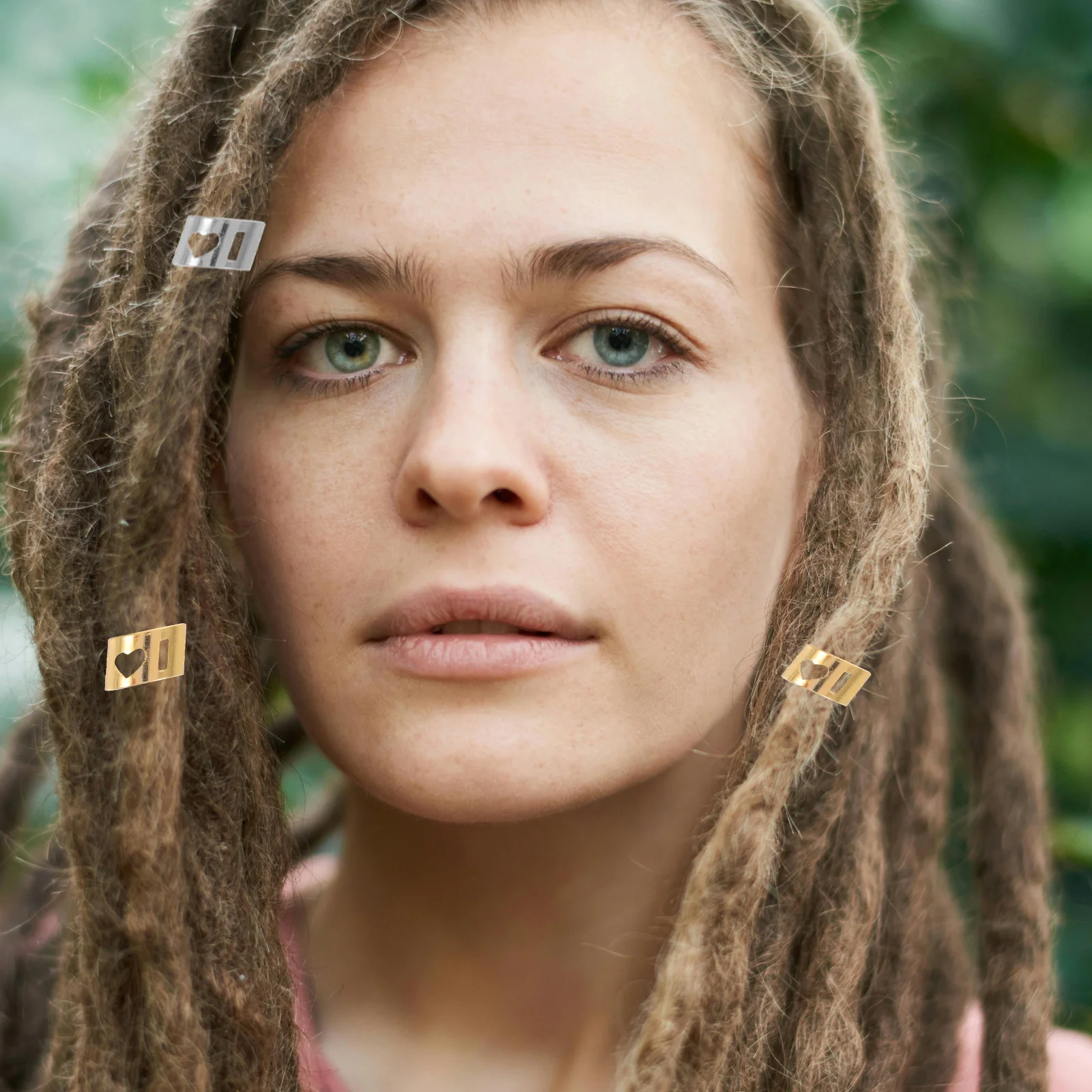 120 قطعة حلقات جديلة مجوفة على شكل قلب ذهبي فضي خفيفة الوزن أصفاد شعر معدنية إكسسوارات مجوهرات Dreadlock #2