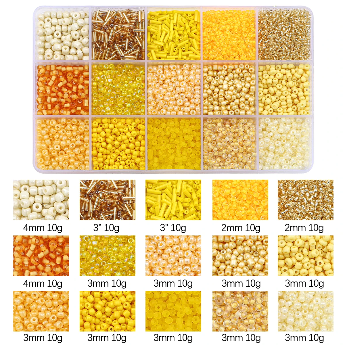 150g1set Glass Accessories 15 Grid Glass Rice Bead Tube Bead Material Bag Making Beaded Bracelet Necklace Jewelry Loose Beads