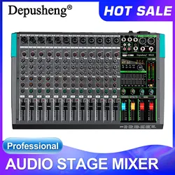 Professional Audio Mixer Depusheng MG12 12Channel Sound Board Console DJ Mixing Desk System Interface Built-in 256 Reverb Effect
