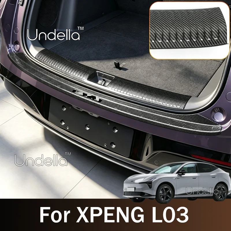 For XPENG L03 2026 2027 Car Carbon Fiber ABS Rear Trunk Scuff Plate Cover Protector Sill Trunk Tread Plate Trim Car Accessories