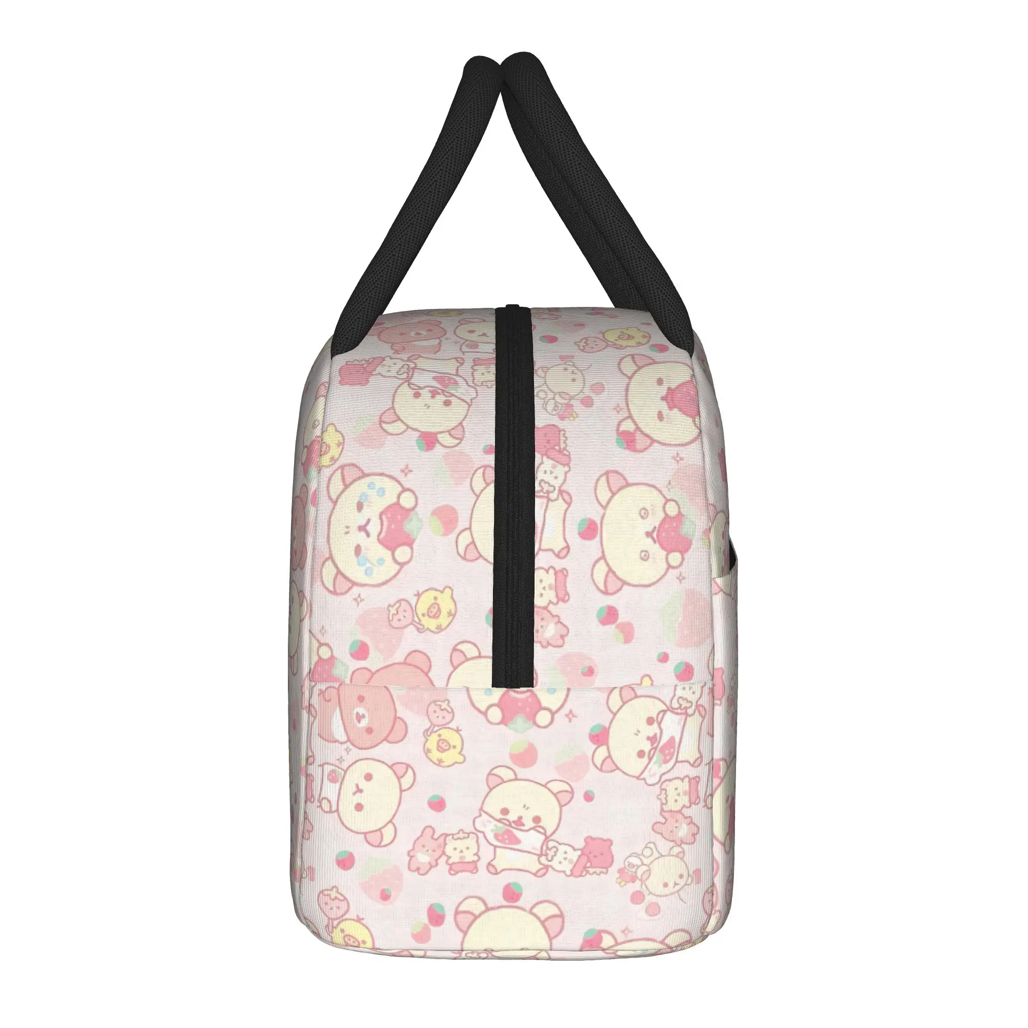 Strawberry Korilakkuma Rilakkuma Cartoon Insulated Lunch Bags Cooler Bag Reusable,Meal Container  Portable Tote Lunch Box