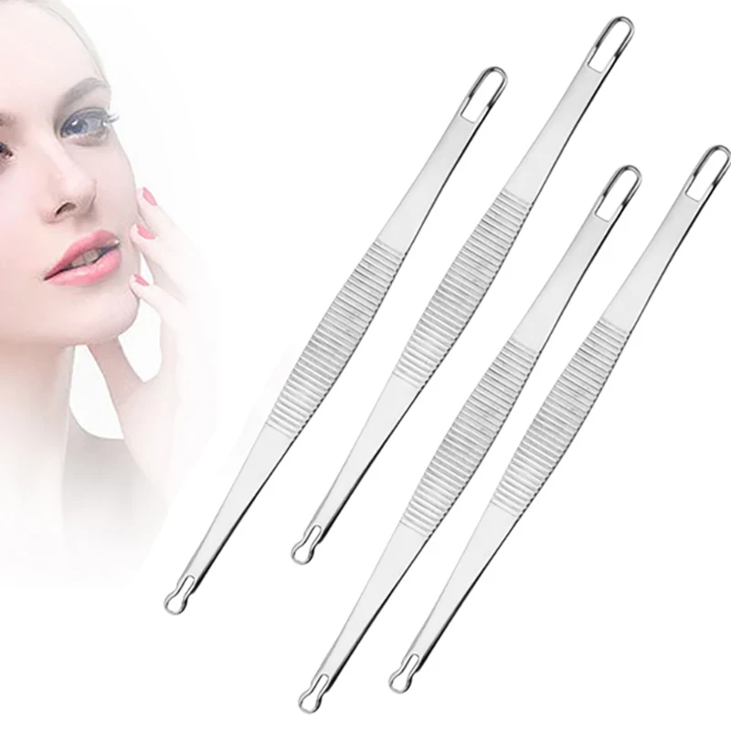 Stainless Steel Blackhead Pimples Acne Double Rings Squeeze Extractor Tool Skin Care Tool