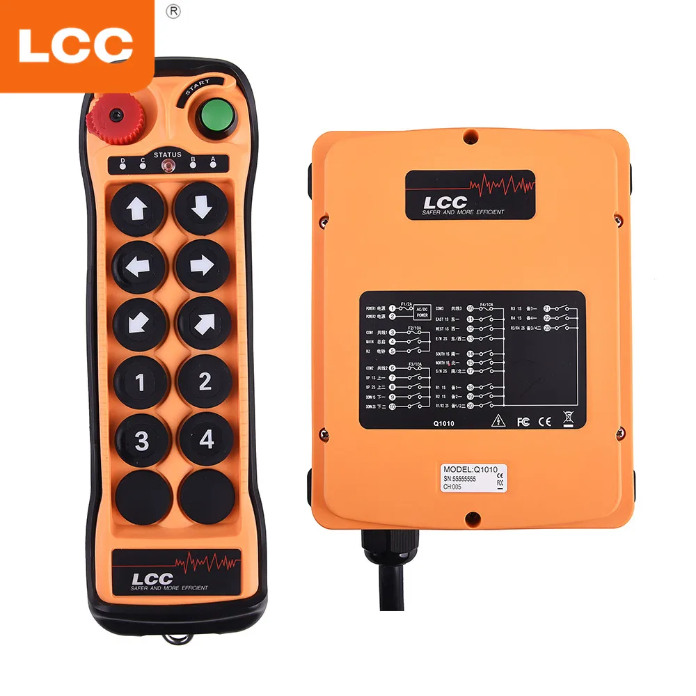 LCC Q1010 10 أزرار مزدوجة السرعة الصناعية راديو لاسلكي رافعة التحكم عن بعد رافعة المسار العلوي جسر رافعة تحكم
