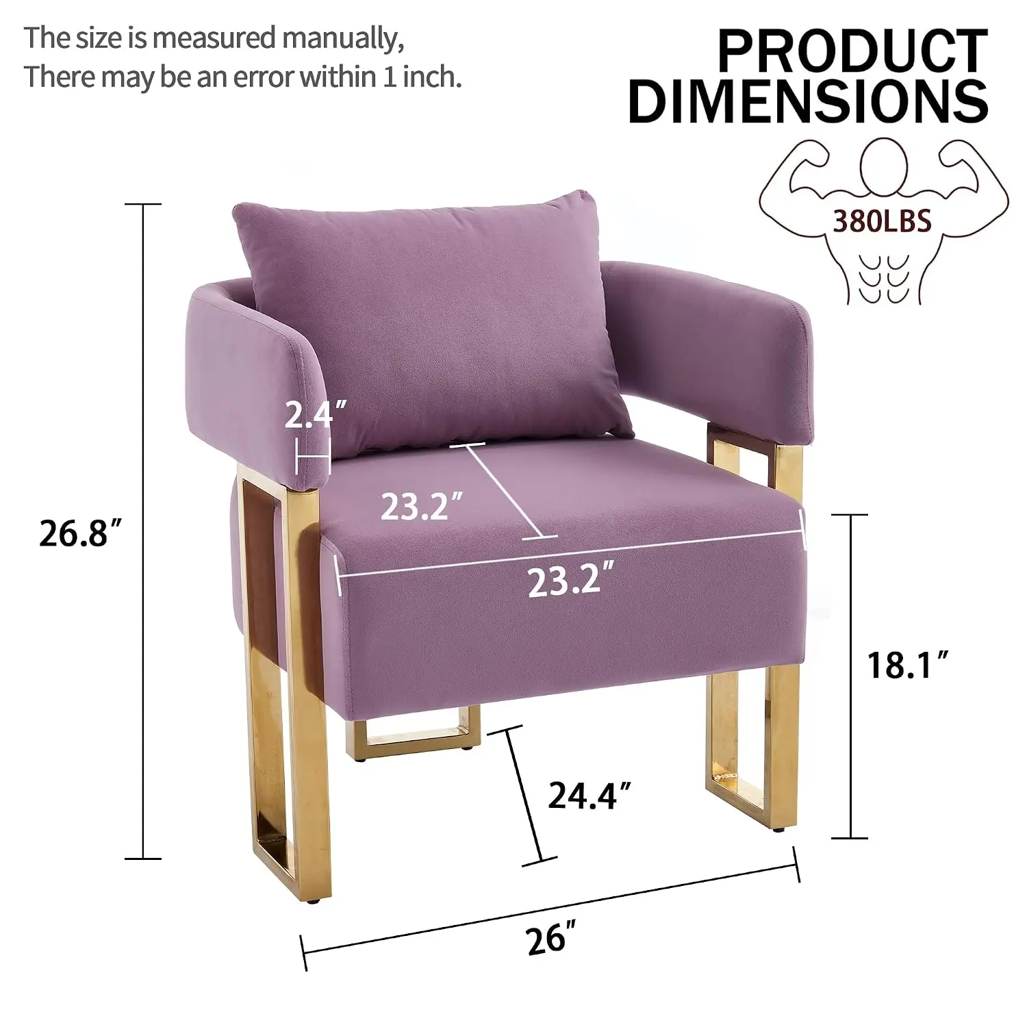 Matte Velvet Sofa with Square Legs and Gold Feet Suitable for Decorative Chair in Living Room Reading Chair, Customized