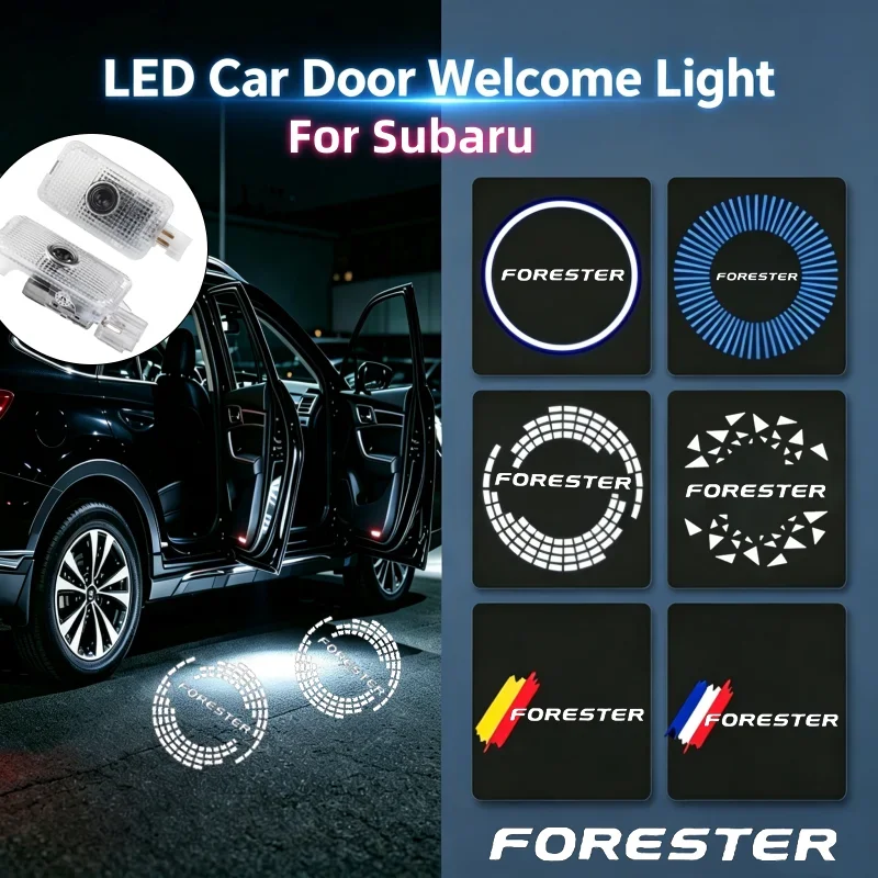 2Pcs LED Ghost Logo Projector Car Door Welcome Courtesy Shadow Light For Subaru FORESTER SG SH 2013‑2025 Exterior Accessories