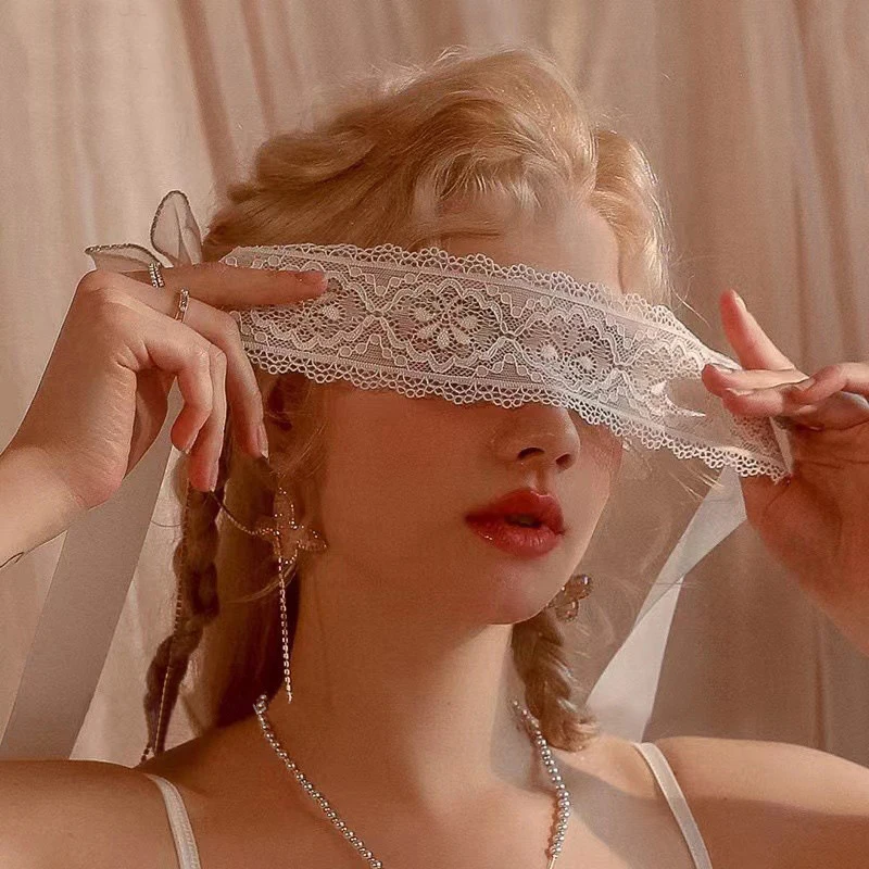 Lace Headband Satin Silk Sleep Eyes Mask Sexy For Women Silk Eye Cover Cute Blindfold Silk Ribbon Surprise Gift