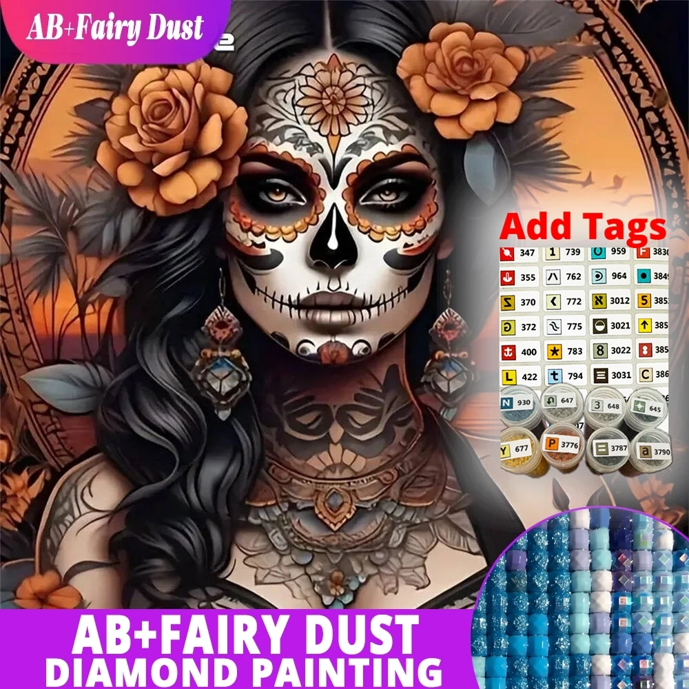 

AB Fairy Dust DMC stickers New Arrival Diamond Painting Woman Portrait Embroidery Flower Acrylic Craft Supplies Diamond Mosaic D