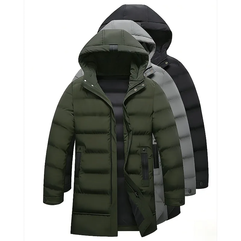 

Mens Winter Coat Thickened Cotton Jacket Hooded Long Parkas Warm Windproof Outdoor Casual Jackets for Men Fashion 2025