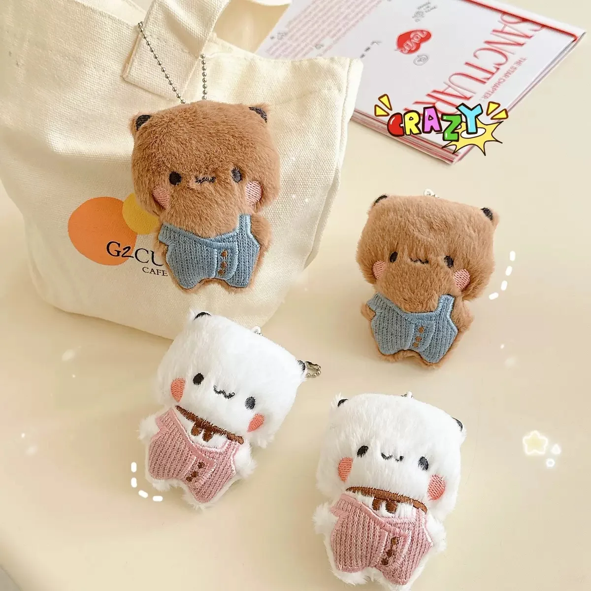2025 Nowa moda Bubu Dudu Pluszowy brelok do kluczy Nowy kombinezon Para Lalka z kreskówek Śliczny uchwyt na tornister Łańcuch Łańcuch Prezenty
