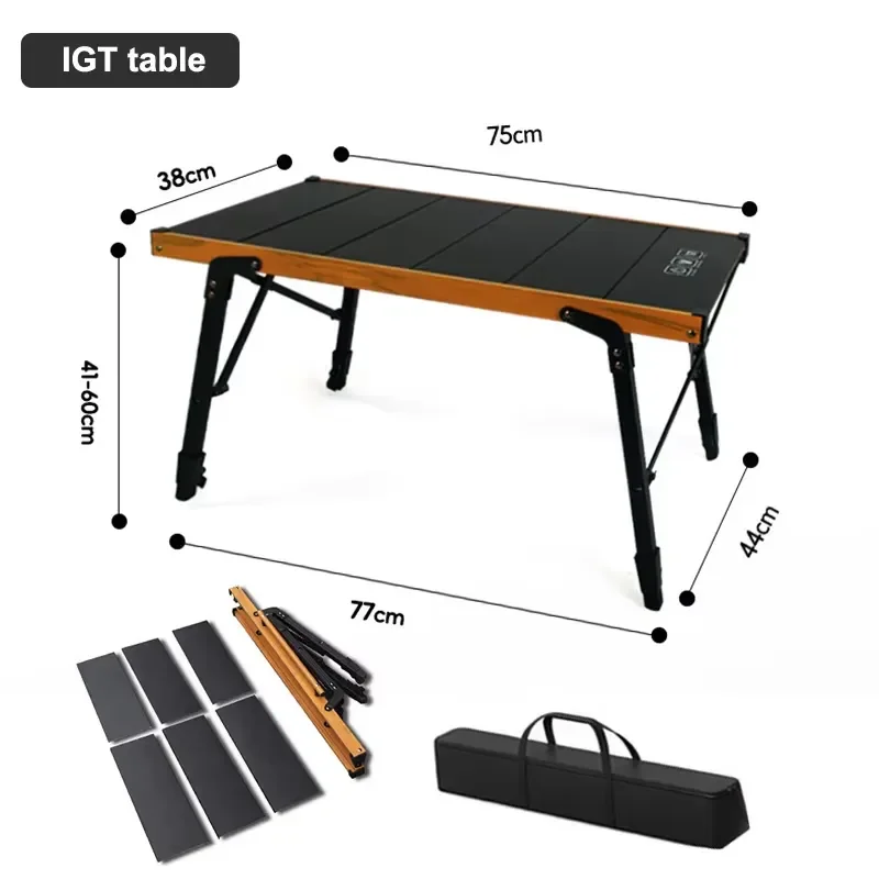 2026 South Korea's new outdoor folding picnic table black aluminum foldable cooking barbecue IGT camping barbecue table