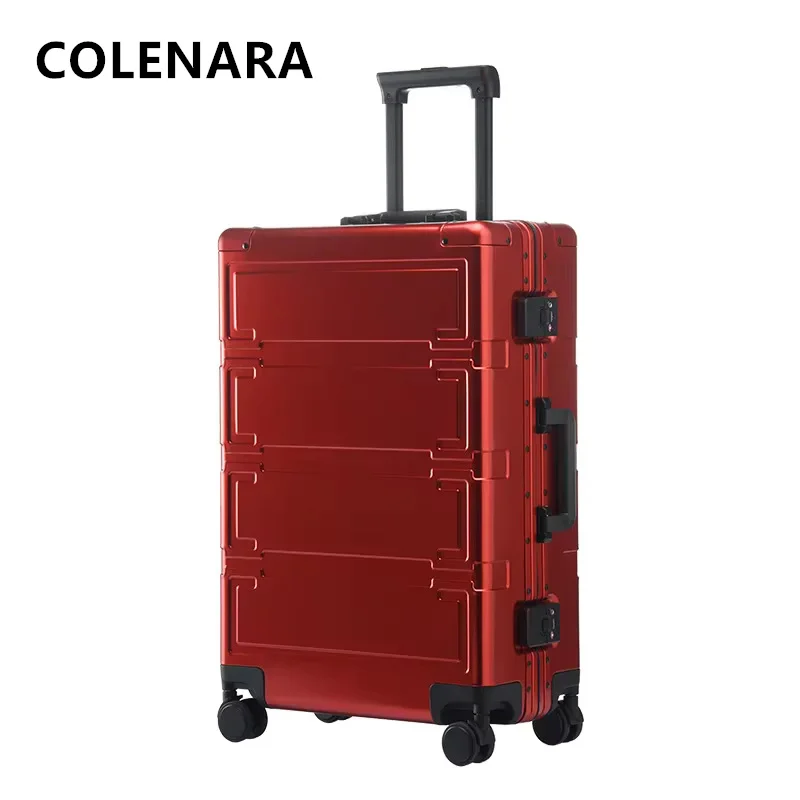 COLENARA Men's Suitcase All Aluminum Magnesium Alloy Boarding Box Business Trolley Case 20