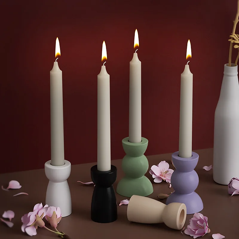

Simple Candle Holder Silicone Mold Cement Handmade Minimalist Concrete Resin Candlestick Mould DIY Crafts Home Decoration