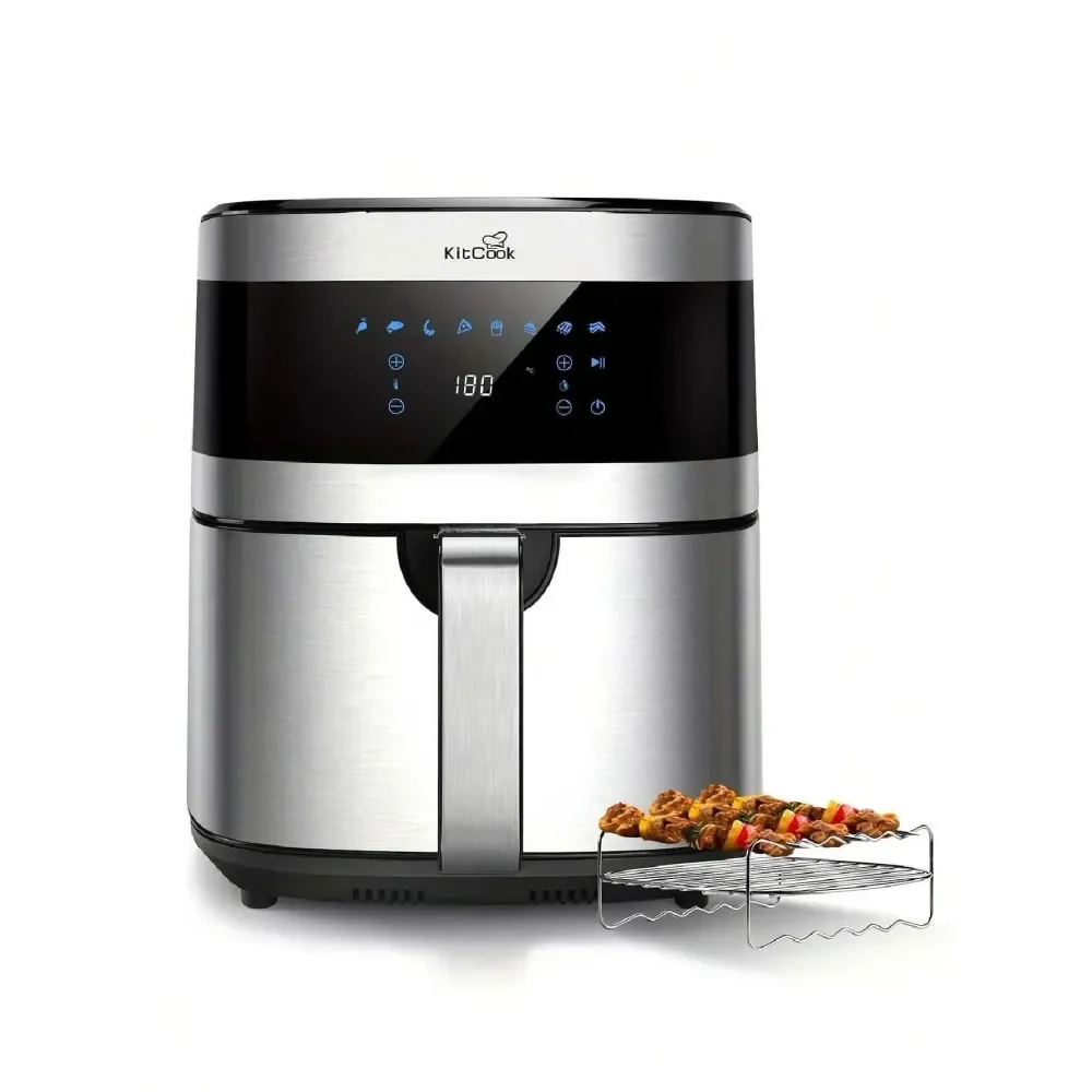 

Электрическая аэрофритюрница из нержавеющей стали большой емкости, духовка с предустановленными программами, цифровым сенсорным экраном и антипригарной корзиной