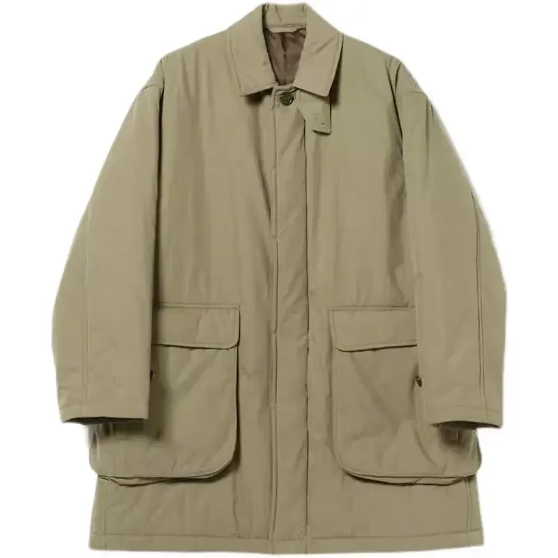 Jaqueta de algodão comprimento médio masculina, roupa de trabalho espessa japonesa, parka quente solta, nova chegada, tendência casual inverno