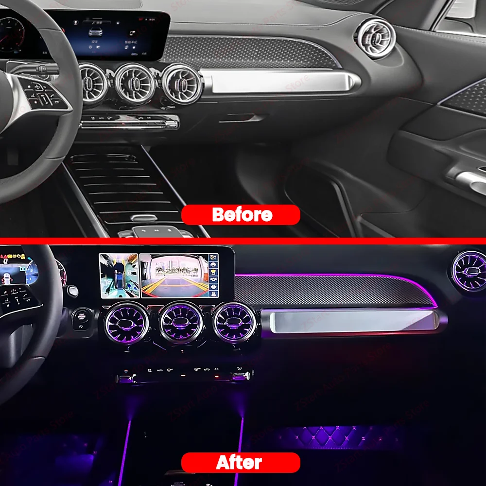 Car Ambient Light For Mercedes-Benz W177 W118 W246 CLA A 64 Colors LED Illuminated Atmosphere Ambient Light Advanced Air Outlet