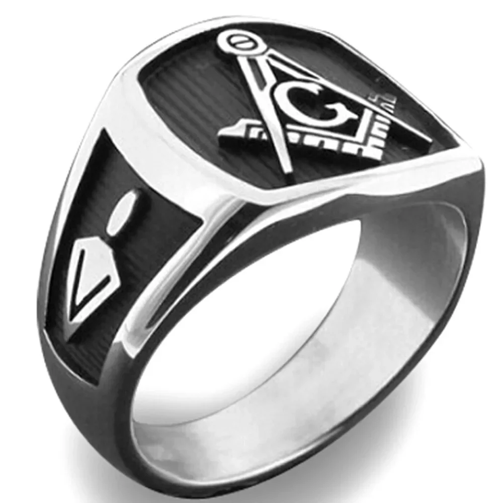 AG Masonic Retro Men Ring Silver Colour Hip Hop Steam Punk Party Jewelry Accessory Church Belief Birthday Gift Dropshipping