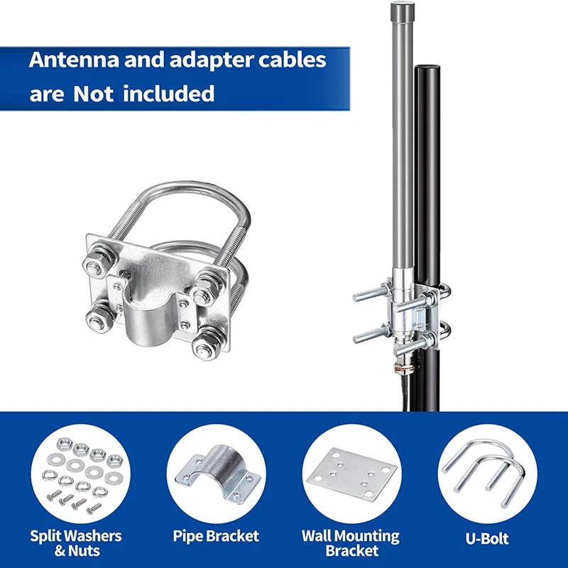 3X Antenna Mast Clamp Bracket With U-Bolts Anti-Rust Clamp Panel Pipe Mounting Hardware For Outdoor Lora Antenna Helium