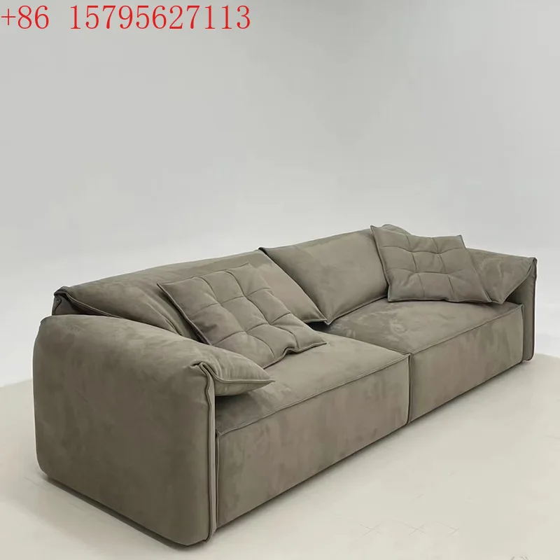 

Italian minimalist living room elephant ear sofa small apartment simple fabric straight row sofa