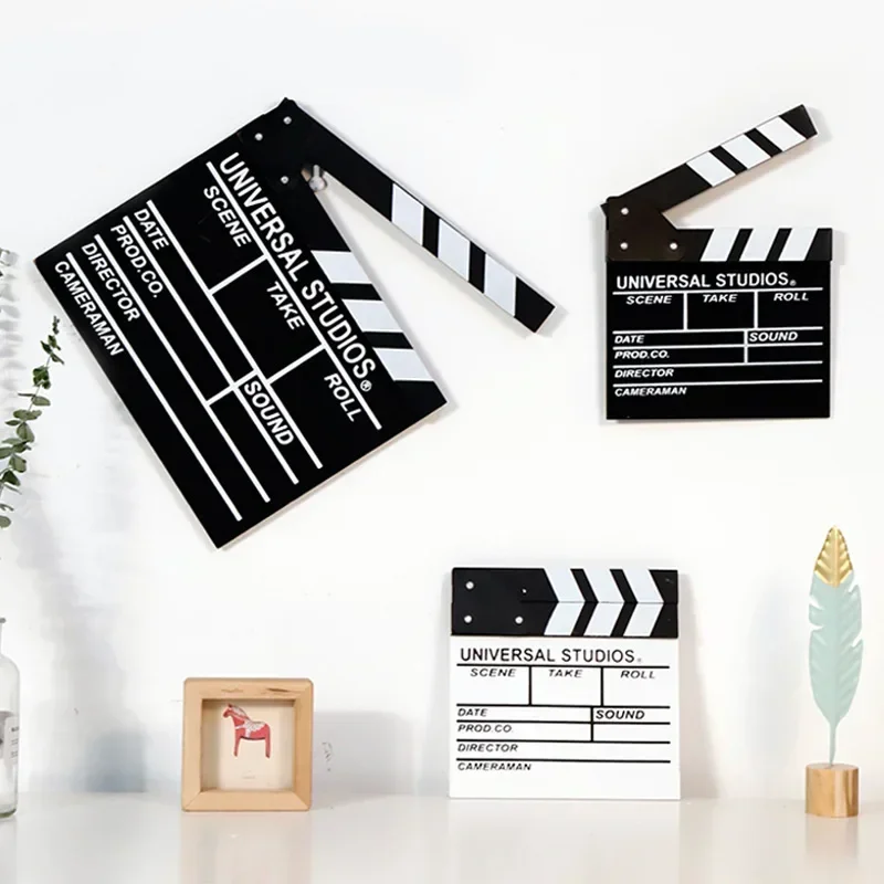 Wooden Director Movie Scene Clapperboard Film Action Slate Clap TV Video Clapper Board Photographic Prop Hanging Decoration