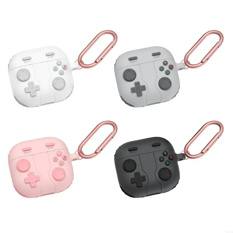 203A Hải quan phù hợp với vỏ silicon bảo vệ cho AirPods4 Case với thiết kế máy chơi game và clip carabiner