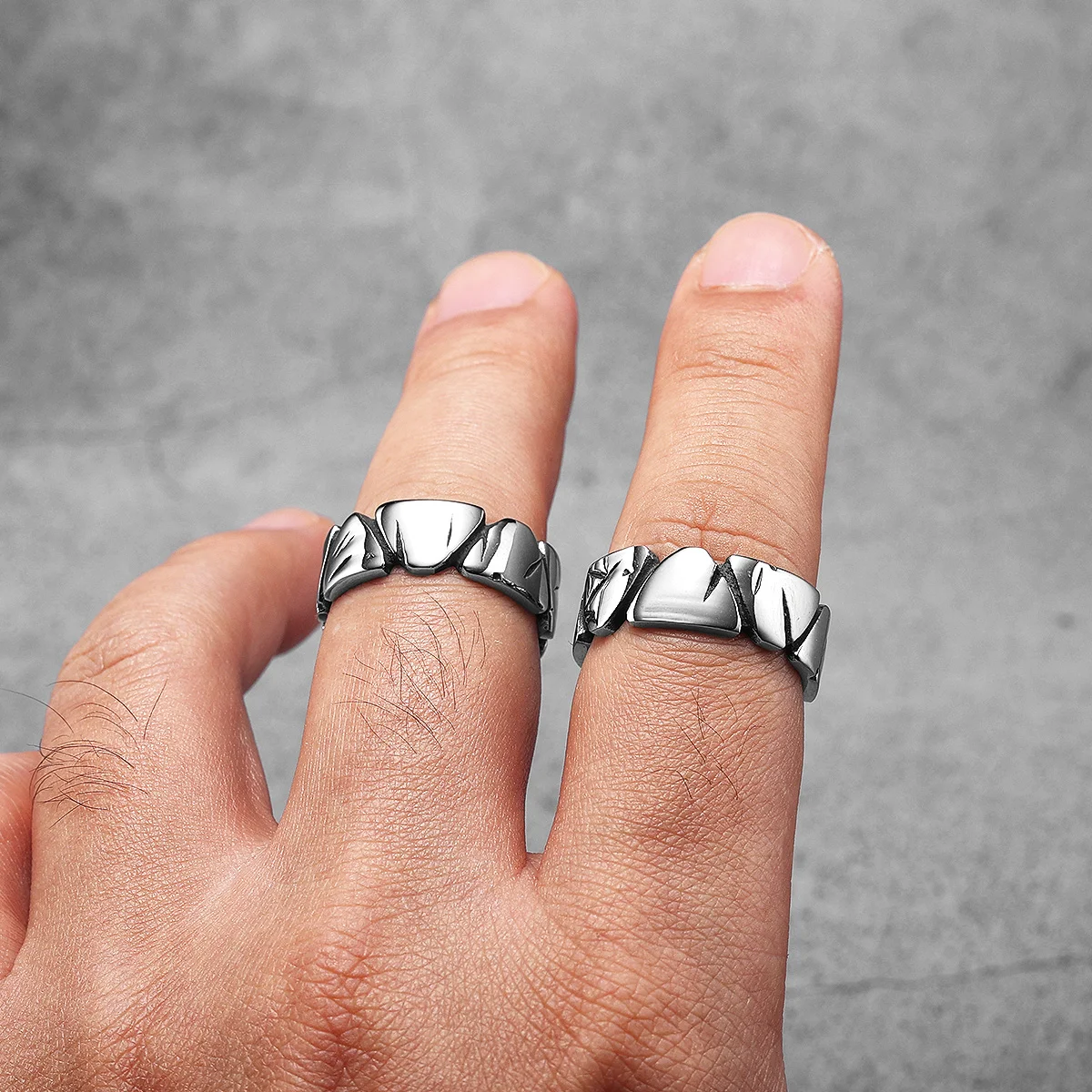 Meteorite Iceberg Stainless Steel Men Rings Punk New In For Male Women Fashion Jewelry Creativity Gift Wholesale Dropshiping
