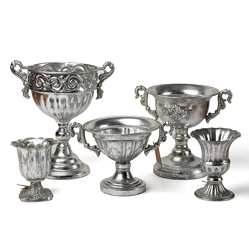 xx-European Retro Iron Silver Classic Flower Vase Adornments Home Flowerpot Decoration Wedding Table Flower Arrangement Art