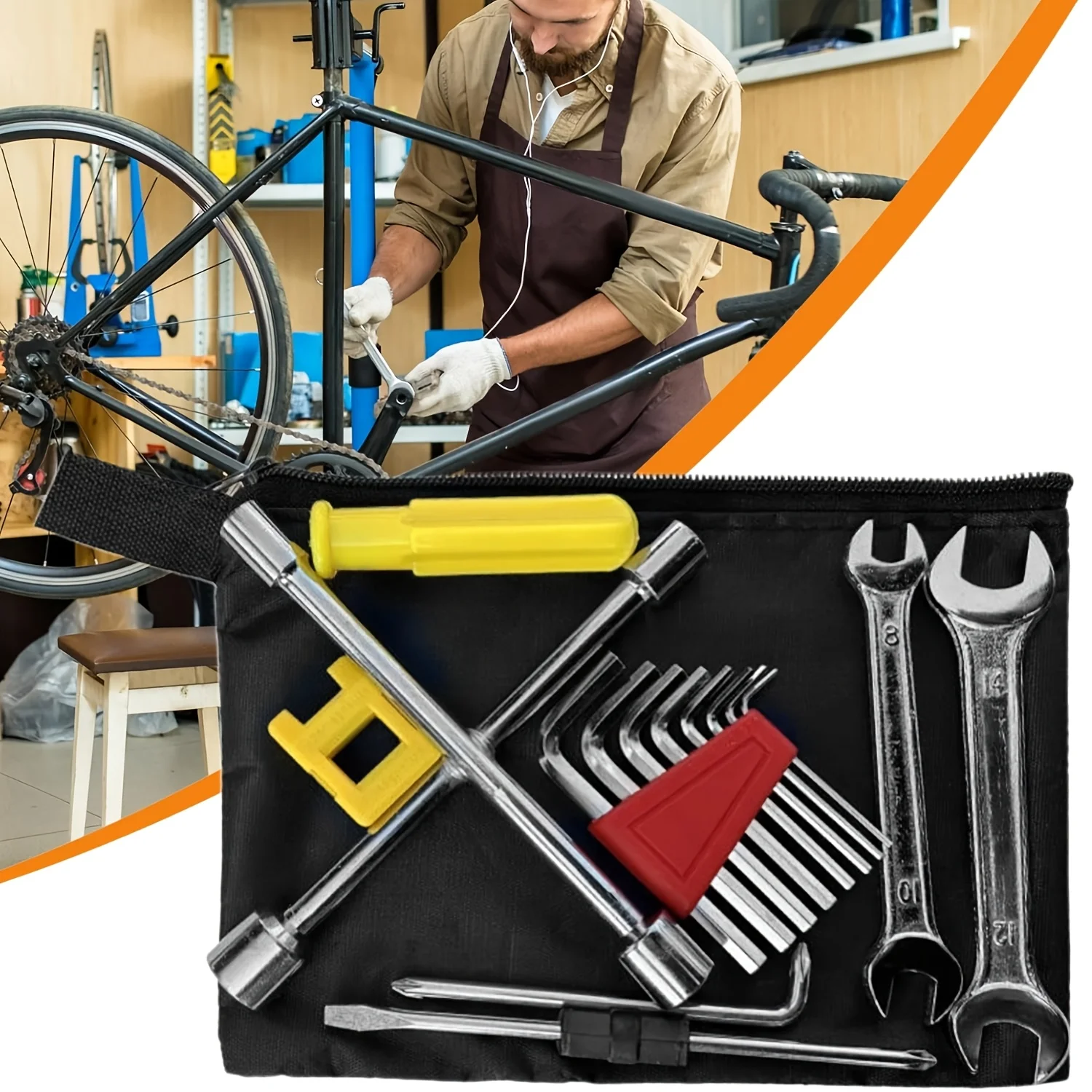 Portable Tool Set, Hexagon Socket Set Tire Patch Kit, Cycling Chain Tool, Motorcycle Tool Kit, Bicycles Repair Kit