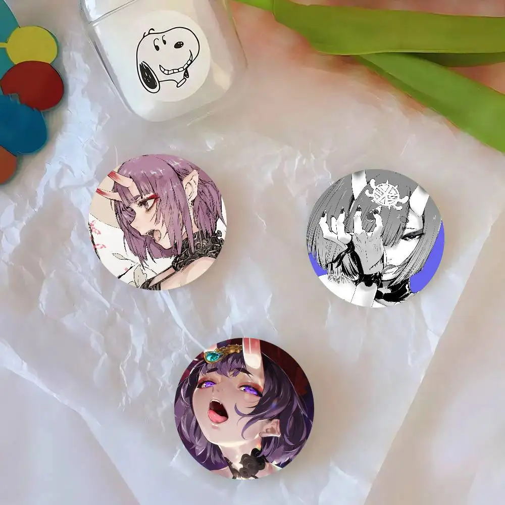 Shuten Douji Animated Game Fate Grand Order Round Badge Lapel Pins For Backpacks Briefcase Laser Brooch Clothes Gifts