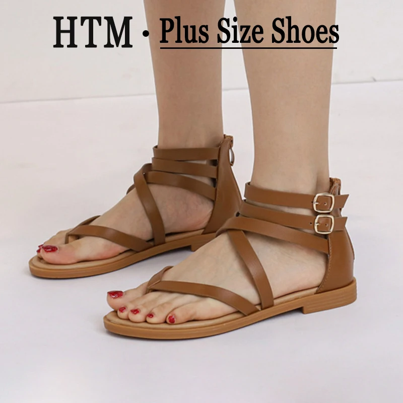 

Designer Luxury Heels Sandals Women Cross Strap Open Toe Casual Strap Roman Shoes Wedge Heel Wild Large Size Women's Shoes