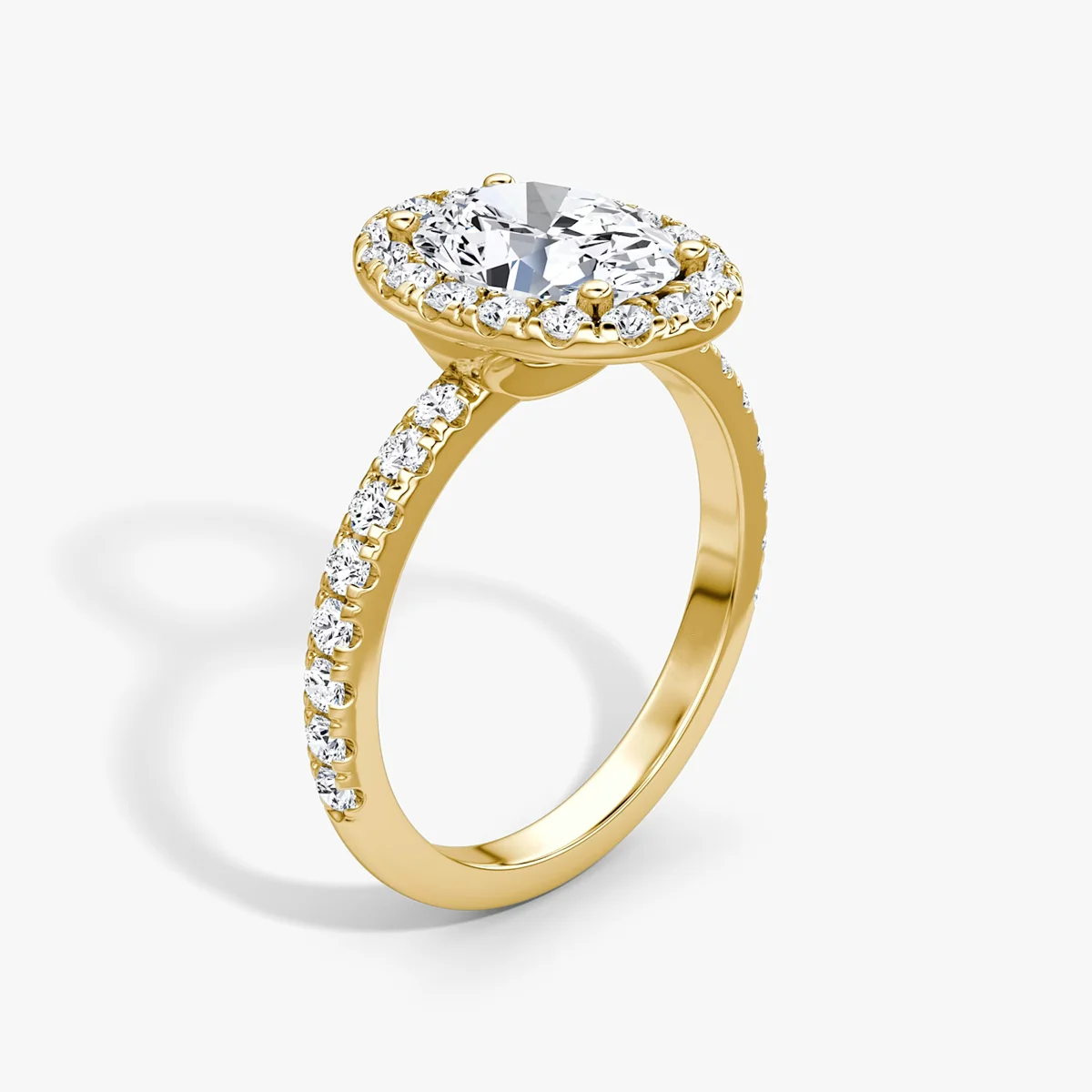 9K/14K/18K Gold Lab Created Diamond Ring IGI Certified Oval Lab Diamond Ring Halo Style Half Eternity Diamond Engagement Ring
