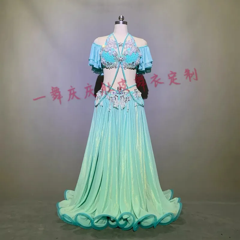 Sukienka do tańca brzucha na zamówienie, damski kostium do tańca orientalnego, indyjskiego i egipskiego, duża spódnica, otwarty biustonosz do tańca brzucha.