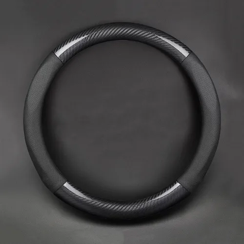 Imagen 2 del producto Nuevo protector Universal para volante de coche, fibra de carbono, cuero, tridimensional, antideslizante, accesorios para coche a la moda