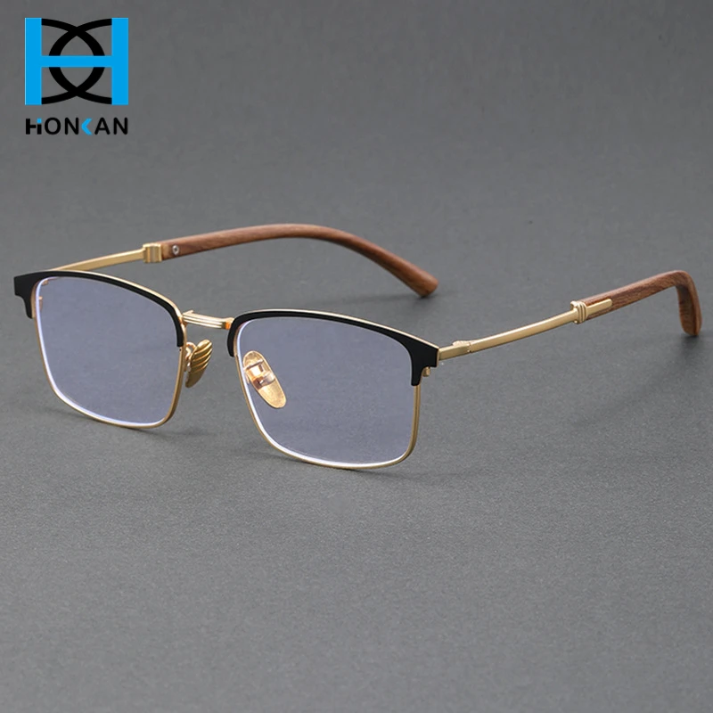 

Business Anti Blue Light Glasses Frame Metal Square Non-slip Eyewear Men's Transparent Lens Spectacles for Men