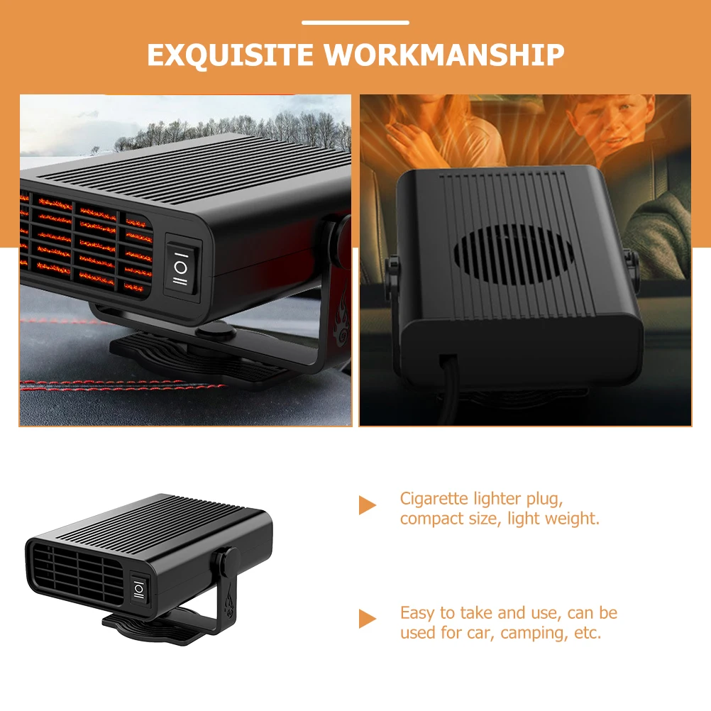 

Portable Car Heater 12V Vehicle Windshield Defroster Fan 360° Heat Dissipation Universal Rotating Plug-In Cigarette Lighter