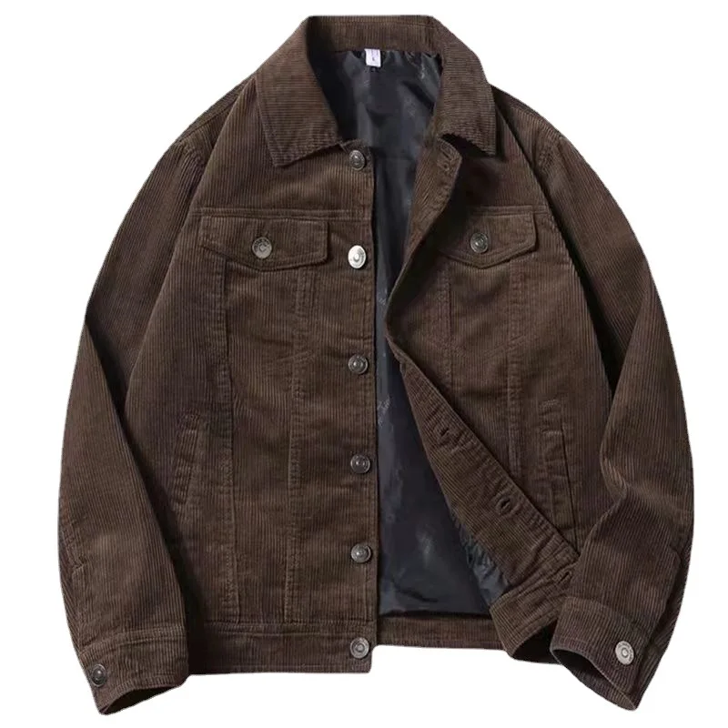 Abrigo de pana Vintage para hombre, Chaqueta de algodón suelta informal, solapa, Top de trabajo, ropa de primavera y otoño