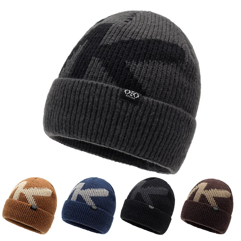 

NORTHWOOD Casual Fashion Winter Knitted Hat Thick Velvet Letter Beanies Cap Outdoor Keep Warm Unisex Ski Hat for Men Women